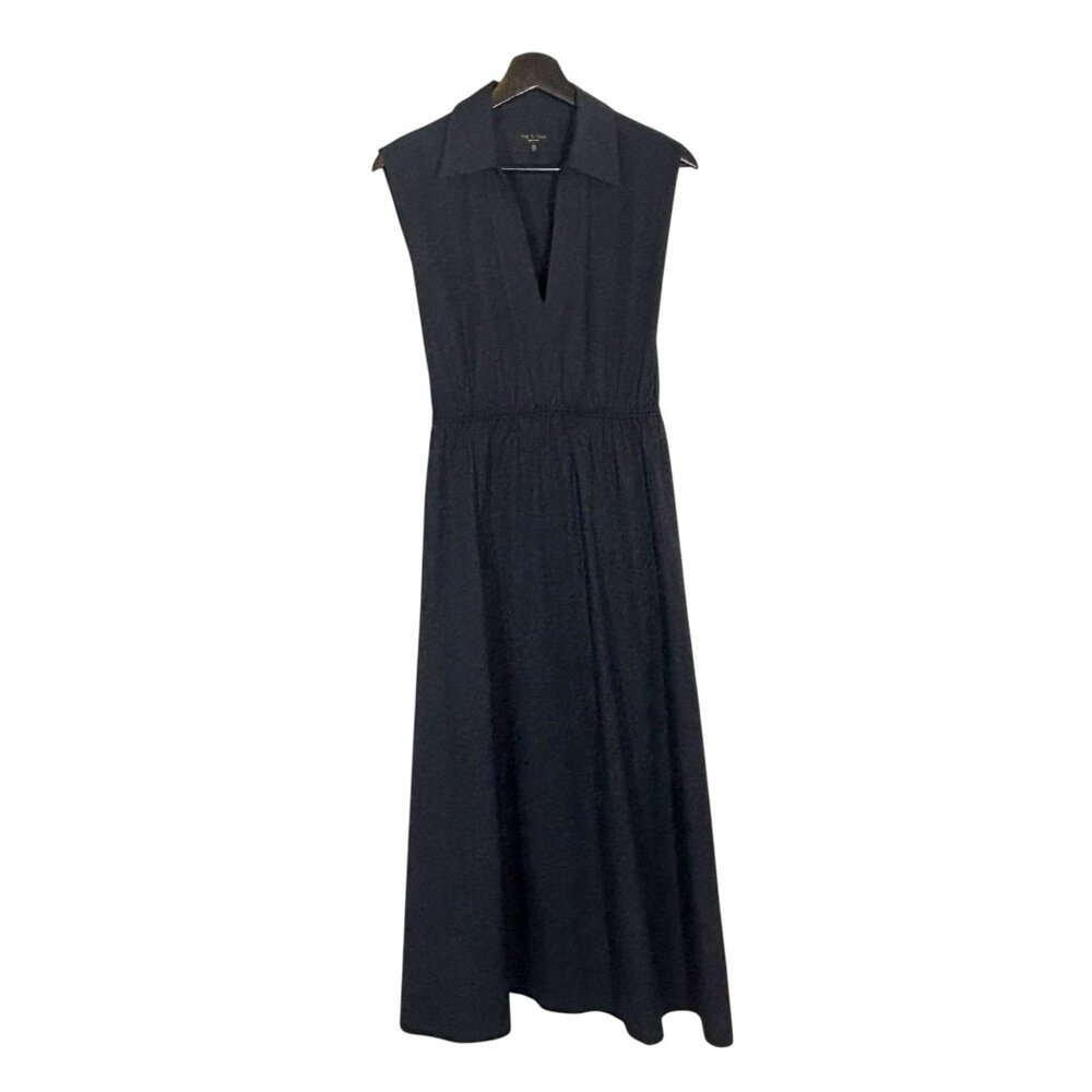 Rag Bone Soraya Poplin Navy Blue Sleeveless Midi Dress XS
